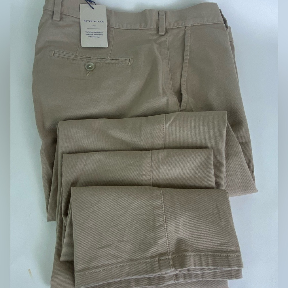 NWT Peter Millar Crown Pilot Twill Flat Front Trouser Pants Chinos KHAKI $175